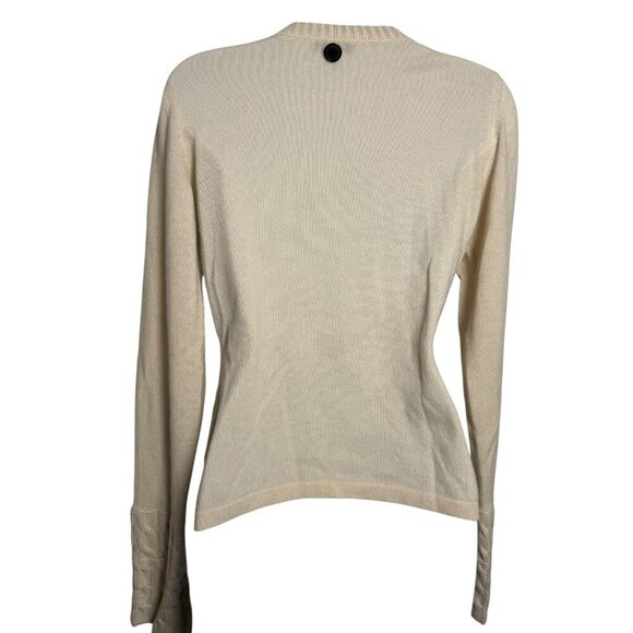 Burberry womens 100% cashmere sweater cable knit cuffs cream size small - Picture 3 of 8